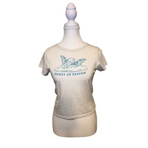 Angel Baby Tee Sweet As Heaven Graphic Crop T Shirt White Small
